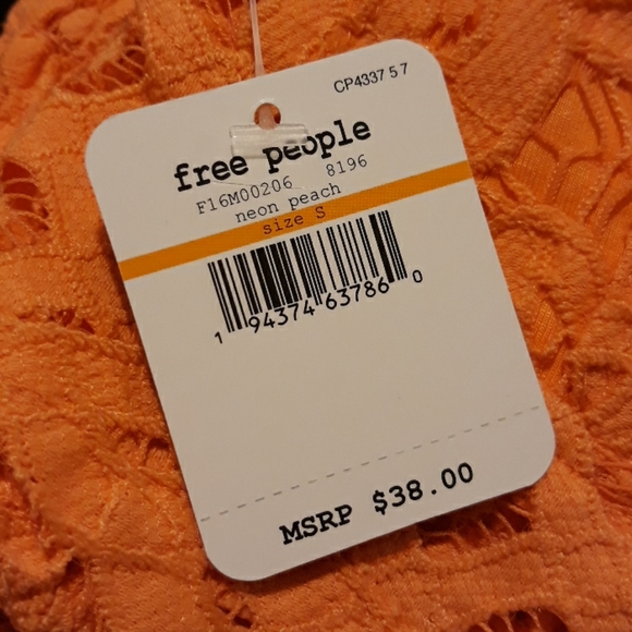 Free People Adella Lace Bralet Neon Peach - Picture 8 of 13